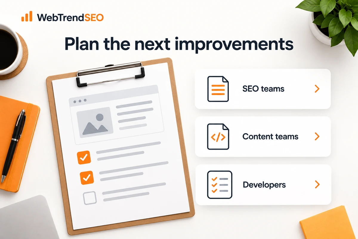 Page audit checklist for SEO teams, content teams, and developers planning website improvements.
