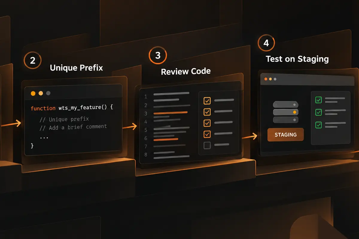 WordPress SEO code review workflow from task inputs to staging test
