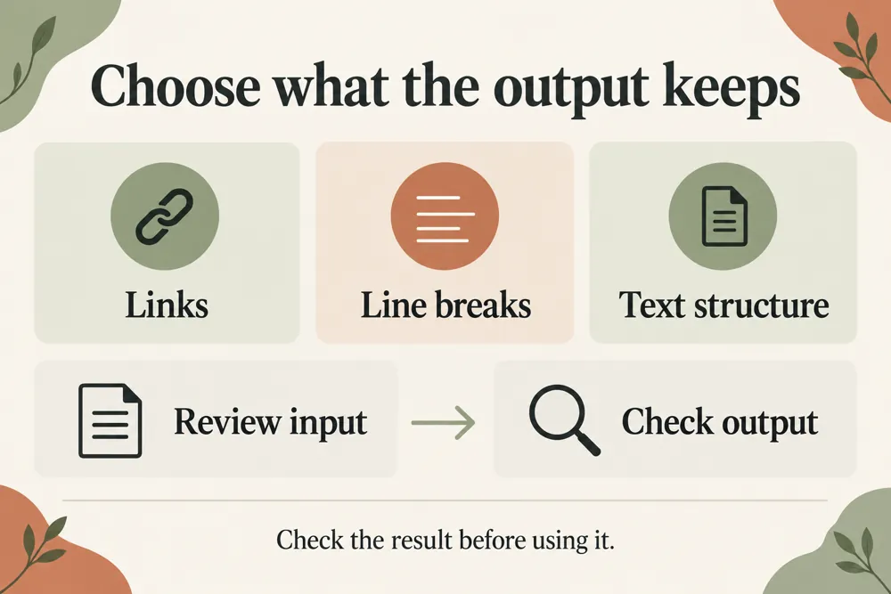 HTML and plain text conversion signals and findings illustrated