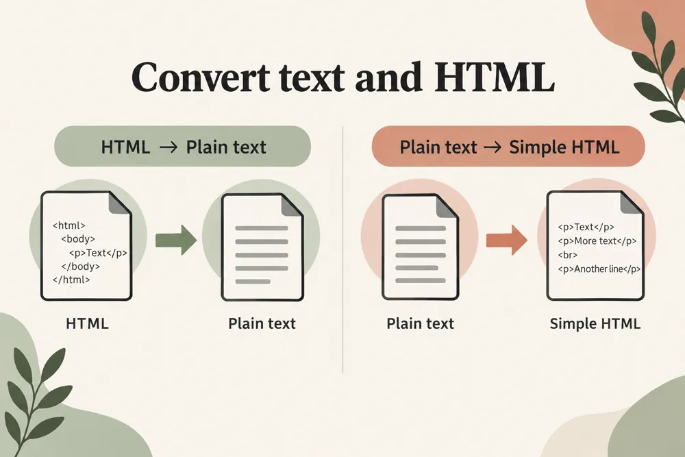 HTML and plain text conversion workflow and practical review steps