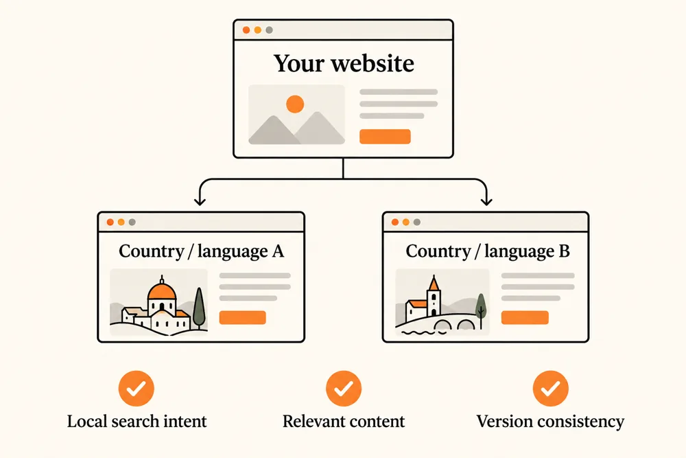 International SEO connects country and language versions with local search intent and consistent content