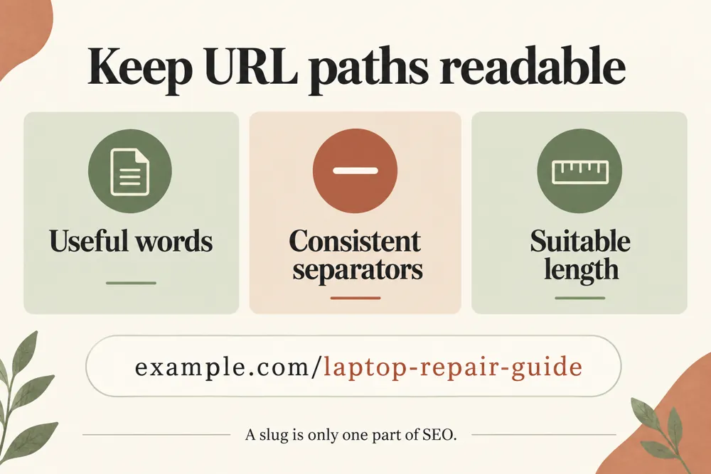 URL slug generation signals and findings illustrated